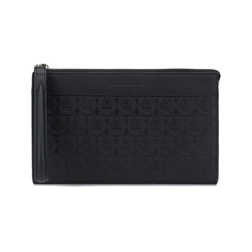 Salvatore Ferragamo/菲拉格慕【22年新款】男士牛皮GANCINI手拿包壓花圖案 24A4