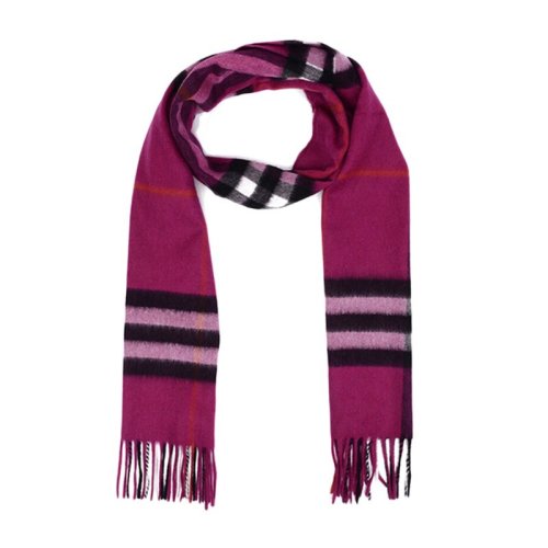 BURBERRY/博柏利 男女通用 中性時尚經(jīng)典格紋桃紅色羊絨圍巾圍脖 3931679