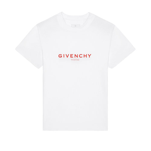 Givenchy/紀梵希 23年早春新款 BSTROY聯(lián)名系列 男士白色純棉翻轉印花修身短袖T恤BM716G3Y99-100