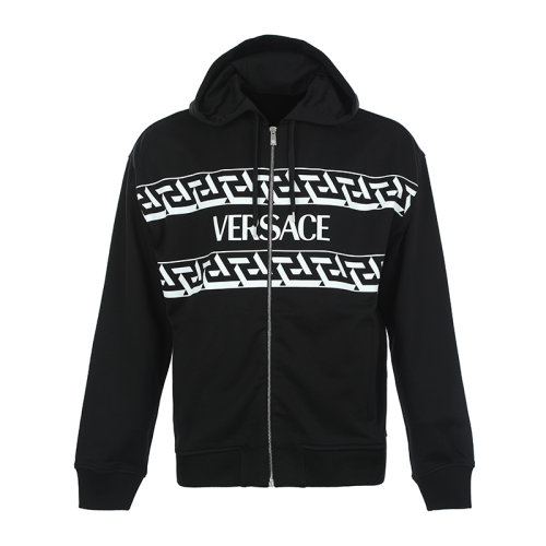 VERSACE/范思哲 希臘回紋印花棉質(zhì)寬松連帽男士開胸衛(wèi)衣男衛(wèi)衣10024571A01790