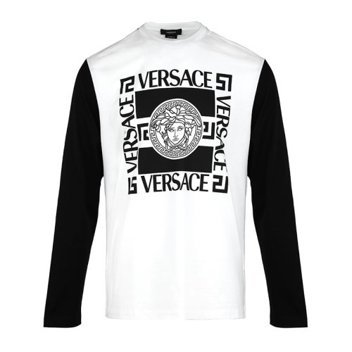 VERSACE/范思哲 美杜莎圖案拼色男士長袖T恤10015111A01116