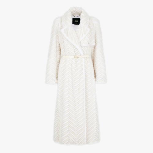  FENDI芬迪 22年秋冬 女士 大衣 白色貂皮外套 FNF07MAJ9TF0TBZ