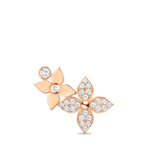 Louis Vuitton/路易威登 STAR BLOSSOM系列 經(jīng)典款單只18k金玫瑰金26顆鉆石左側(cè)星星圖案耳環(huán)Q96945