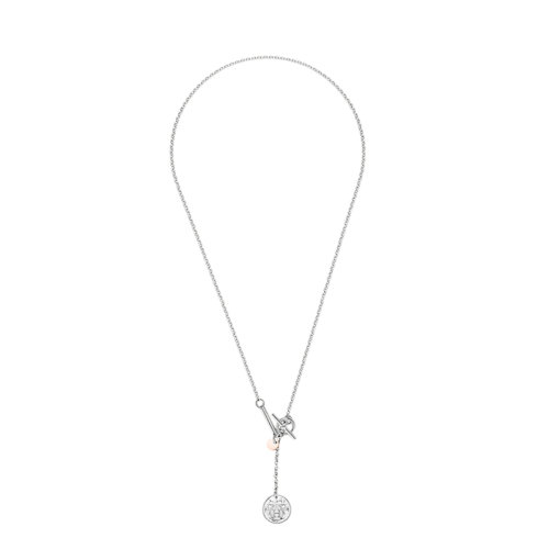 HERMES/愛(ài)馬仕 經(jīng)典Hermès Ex-Libris系列 小號(hào)925純銀18K金玫瑰金掛墜環(huán)扣式吊墜H120341B