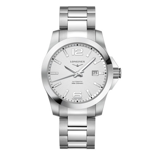 LONGINES/浪琴  康卡斯系列 自動(dòng)機(jī)械表銀盤精鋼表殼鋼鏈男表41毫米L3.777.4.76.6