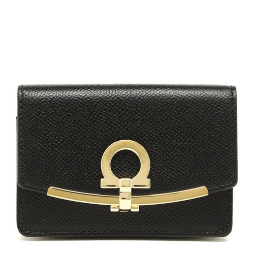 Salvatore Ferragamo/菲拉格慕 Gancio系列女士黑色小牛皮鑰匙包 22-D198-0683350