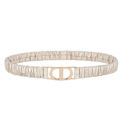 DIOR/迪奧新款 30 MONTAIGNE系列 女士金色褶皺羊皮革彈力腰帶20毫米B0086ONGY_M232