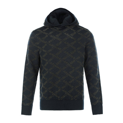 Emporio Armani/安普里奧阿瑪尼21新品徽標(biāo)提花連帽套頭男士針織衫/毛衣6K1MT91MD3Z