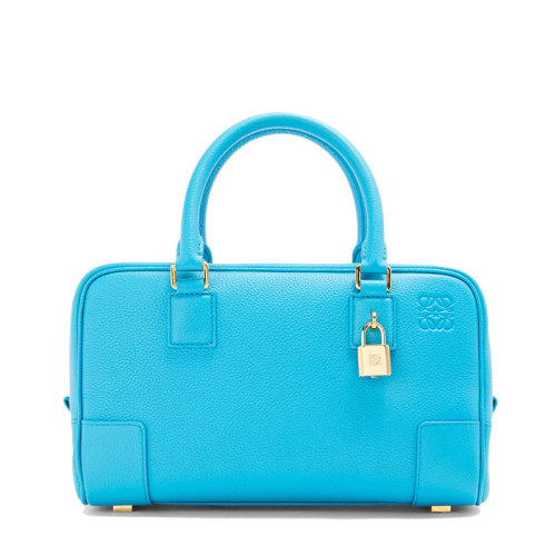 LOEWE/羅意威 22春夏新款A(yù)mazona 23系列 女士青色粒面小牛皮金色掛鎖裝飾單肩斜挎手提包0010640696