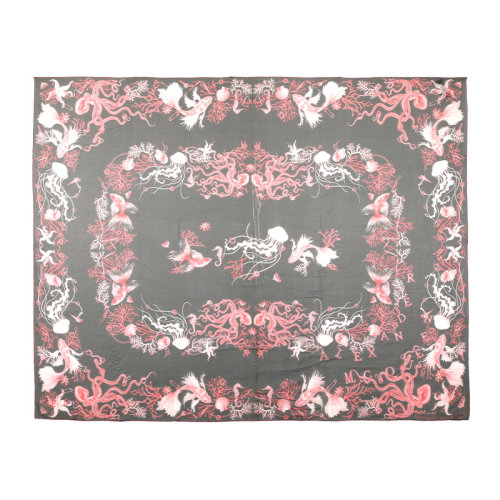 Alexander McQueen/亞歷山大麥昆22春夏桑蠶絲潮流印花女士方絲巾 6849973060Q