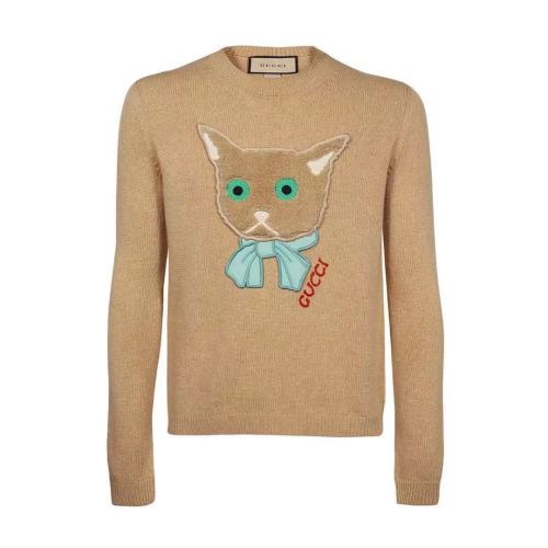 GUCCI/古馳 新款小貓圓領(lǐng)套頭百搭舒適女士羊毛衫662173XKBYI 2184【主推】