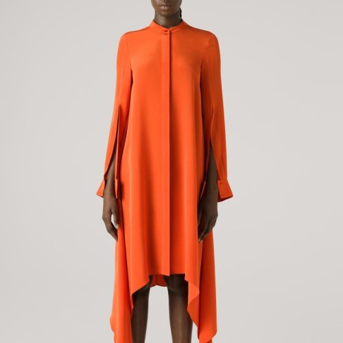 【21春夏】St.John/盛薔真絲長袖中長款女士連衣裙K113C01