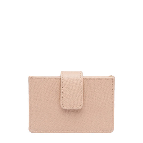 PRADA/普拉達(dá) 22年新款 女士皮粉色皮革金標(biāo)按扣卡包1MC1_QWA_F0236