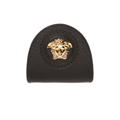 VERSACE/范思哲 男士 黑色 皮質(zhì)美杜莎金色微標(biāo)零錢包卡包 DPU7854 DGOVV D41OH HJH0015X