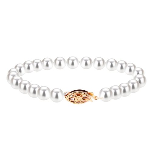 zhuella/珠艾樂(lè) 日本akoya海水珠手環(huán)手鏈?zhǔn)骤C 14K金扣經(jīng)典款