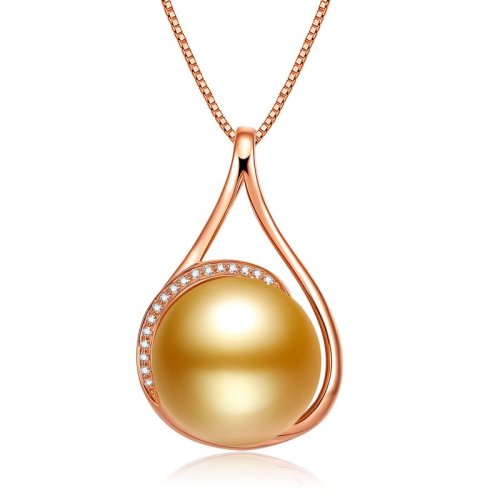 【新款】SANDYRILLA/仙蒂瑞拉 12-13mm南洋金珍珠18K金鉆石吊墜-日落