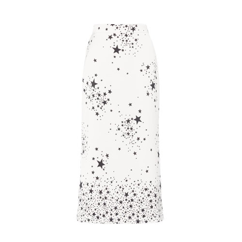 MiuMiu/繆繆 白色/黑色 女士真絲星星提花半身裙 MG1369_1WA9_F0A72