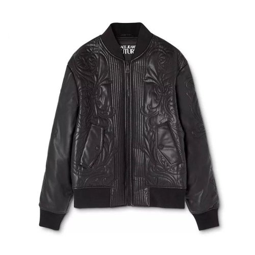  VERSACE JEANS/范思哲牛仔 男士黑色皮革夾克 E73GAS408-ECNECJ-E899 PLFSX