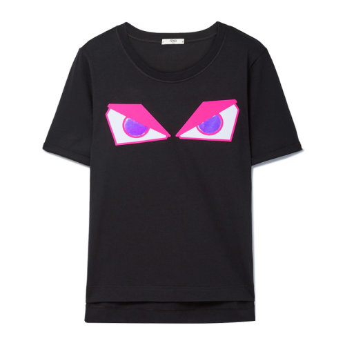 FENDI/芬迪女裝 服飾 棉質(zhì)圓領(lǐng)眼睛圖案半袖 女士短袖T恤 FAF047