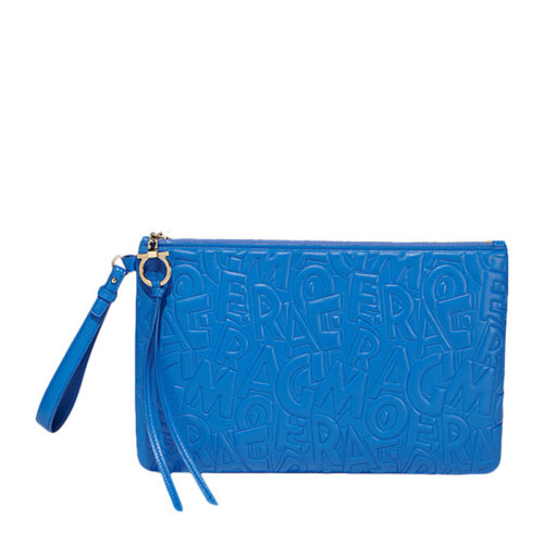 Salvatore Ferragamo/菲拉格慕 女士皮革藍色手拿包錢包