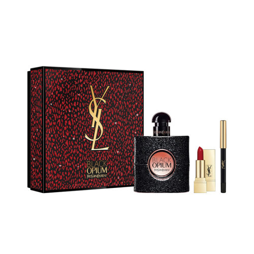 Yves saint Laurent/圣羅蘭2021圣誕限量套裝3件套 黑鴉香水50ml+口紅1.3g+眼線筆0.8g