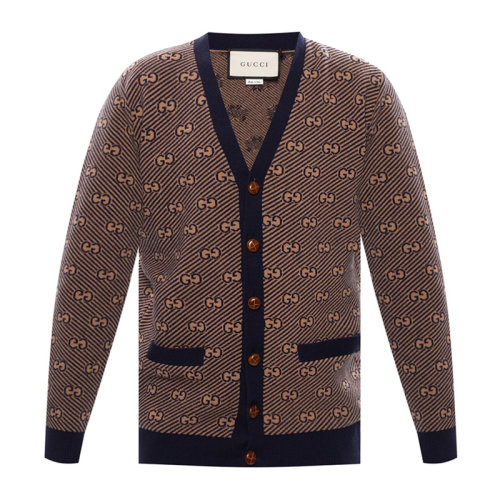 GUCCI 古馳 男士 服裝  GG圖案駝色外套 男士毛衣針織衫