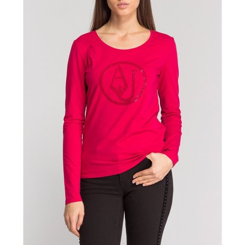  ARMANI JEANS/阿瑪尼牛仔 女士粉色棉質長袖T恤 6Y5T46 5JABZ 1472 PLFSX