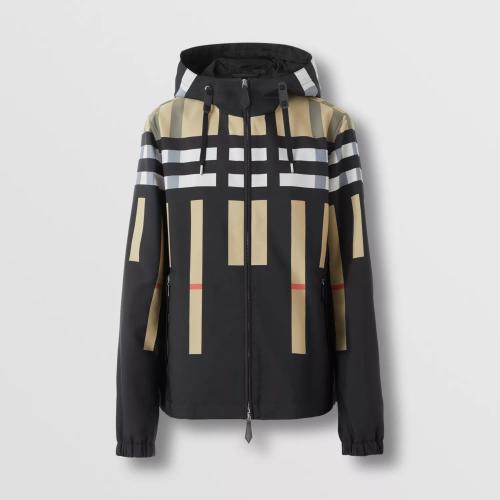  BURBERRY 22年秋冬 男士 切片格紋尼龍連帽外套 80544731