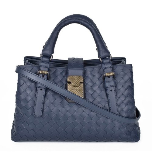 Bottega Veneta/葆蝶家 20春夏  女士藍(lán)色羊皮編織單肩斜挎包手提包