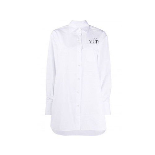 Valentino/華倫天奴  女裝 時尚百搭 VLTN印花 女士白色棉質(zhì)長袖襯衫 TB3AB16T1M1A01  HKY015C