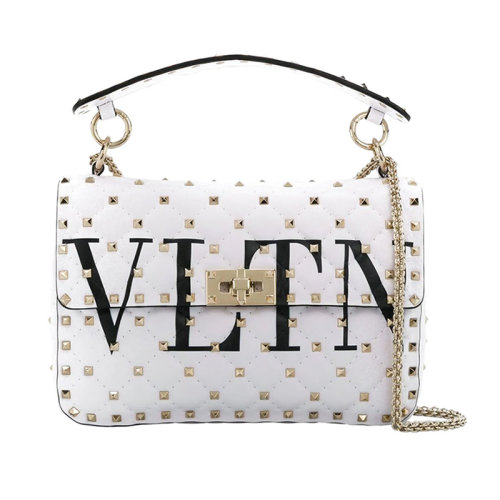 Valentino/華倫天奴  女包女士皮革時尚百搭鉚釘裝飾品牌LOGO手提斜挎單肩包  RW2B0122XQC 0VP