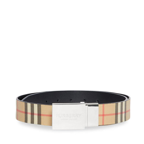 BURBERRY/博柏利  巴寶莉男士卡其色格紋板扣腰帶 80198171 HKY012467