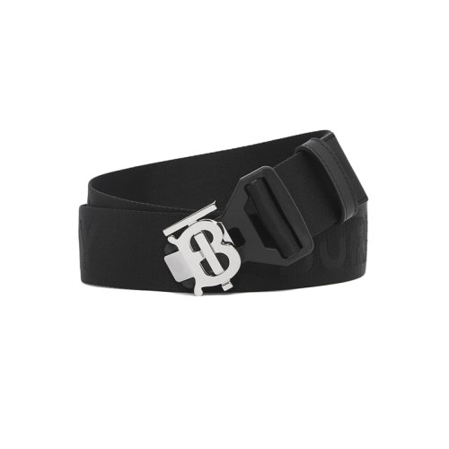 BURBERRY/博柏利 22年秋冬新款 男士黑色聚酰胺專屬標(biāo)識圖案徽標(biāo)網(wǎng)紋提花腰帶40毫米80515101