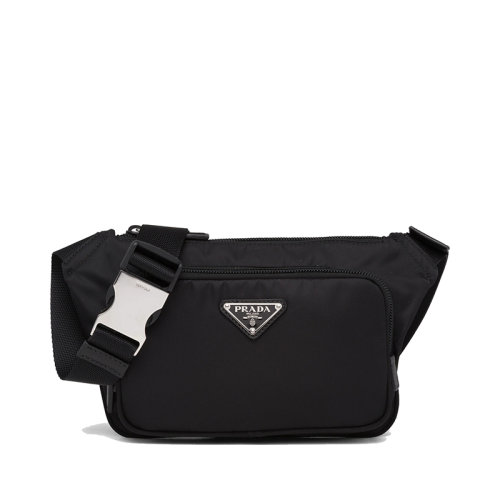 PRADA/普拉達(dá)  男士黑色再生尼龍Saffiano皮革單肩斜挎包2VH128_2DMG_F0002_V_OOO