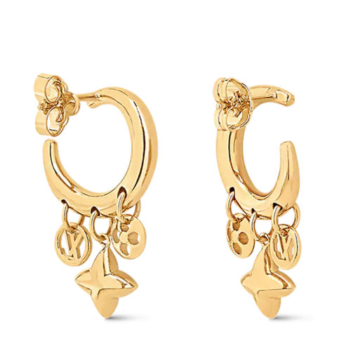 Louis Vuitton/路易威登 22春夏新款MY BLOOMING STRASS系列 金色金屬鑲嵌人造鉆石徽標(biāo)花耳環(huán)M00604