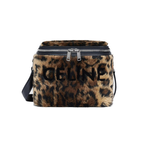 CELINE/賽琳 22新款 男士自然色/黑色織物配小牛皮人造豹皮毛效果雙拉鏈開(kāi)合調(diào)節(jié)肩帶單價(jià)斜挎包110592EKI.02NC