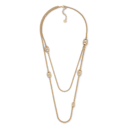 DIOR/迪奧 22新款 女士金色金屬麻花形狀字母雙層項(xiàng)鏈N2015WOMMT_D300