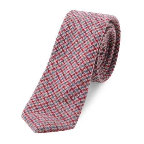 PRADA/普拉達 羊毛 紅灰格男士領(lǐng)帶