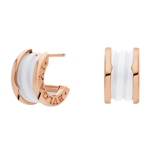 BVLGARI/寶格麗 B.ZERO1系列 18K金玫瑰金配白色陶瓷耳環(huán) 346464