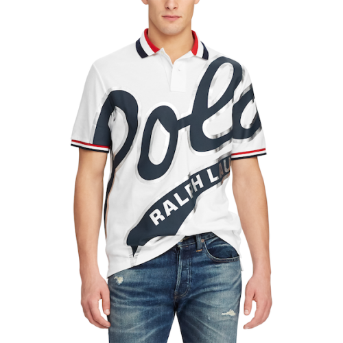 Polo Ralph Lauren/拉夫勞倫馬球 男士 時尚休閑 經(jīng)典款修身網(wǎng)面面料印Polo字樣短袖PoloT恤 468826