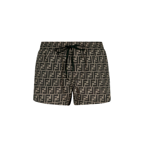 FENDI/芬迪 22年春夏新款 男士棕色滌綸面料老花圖案游泳短褲FXB077A79FF13IZ