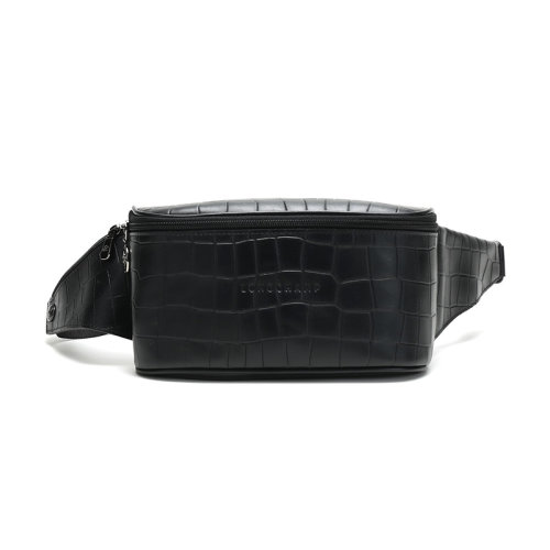 Longchamp/瓏驤 男士CROCOBLOCK系列鱷魚紋牛皮單肩斜挎包胸包腰包 8080 945