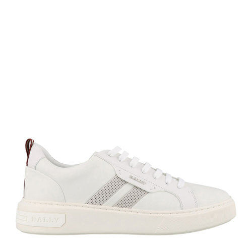 BALLY 巴利 男士 鞋靴 21春夏 白色圓頭系帶字母LOGO皮質(zhì)運動鞋 男士休閑運動鞋