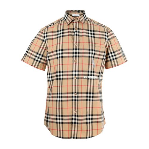  BURBERRY/博柏利 男士典藏米色棉質(zhì)短袖襯衫 8032249 PLFSX