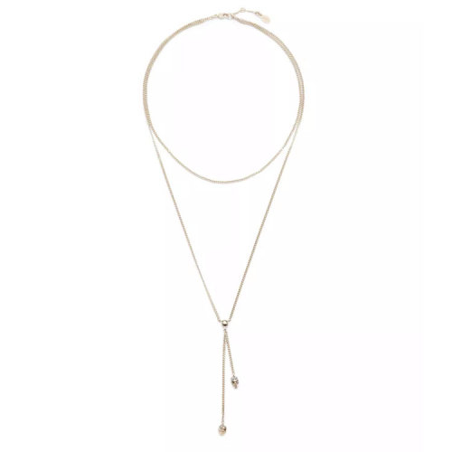 Alexander McQueen/亞歷山大麥昆 女士 時尚 骷髏頭金屬雙層項(xiàng)鏈 550502J160K7285