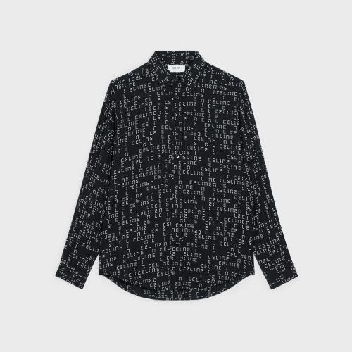 CELINE賽琳思琳 22年秋冬 男士 長袖襯衫 印花粘膠纖維寬松襯衫 2C813977N.38CE