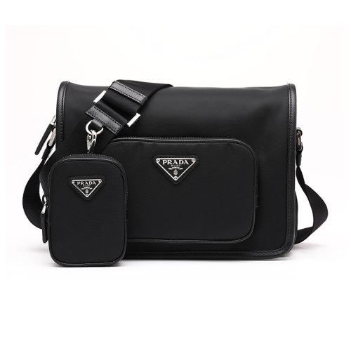 PRADA/普拉達三角徽標織物/配皮男士單肩包斜挎包2VD0412DM