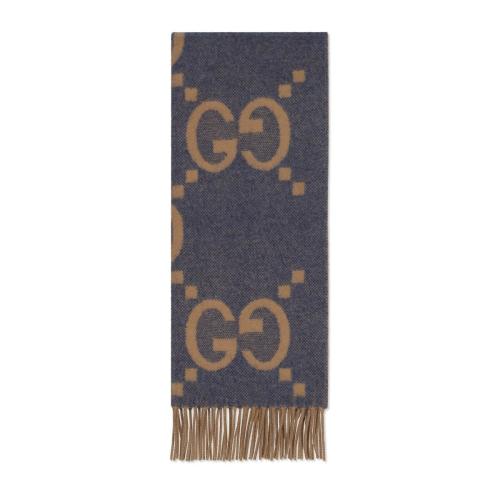  GUCCI古馳 22年秋冬 女士 GG山羊絨提花圍巾 674275 4GABX 4279 預(yù)定商品2-6周發(fā)貨