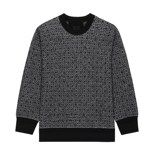 Givenchy/紀梵希      4G LOGO系列 男士黑白色紋理混紡針織粘膠纖維針織衫BM90H84Y9F-004