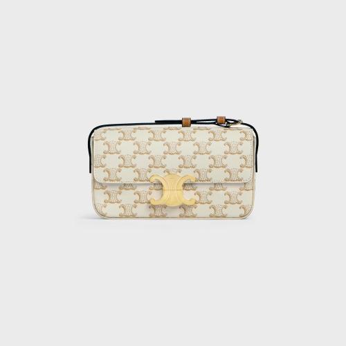  CELINE賽琳思琳 22年秋冬 女士 單肩包 TRIOMPHE標志印花牛皮革肩背包 194142CUZ.01BC